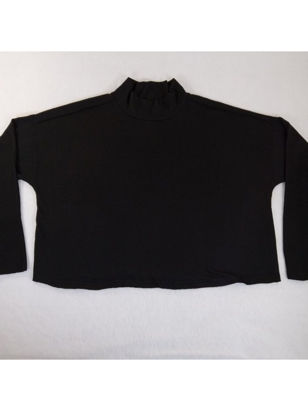 Treasure & Bond Women's SIZE XL Black Mock Neck Boxy Raw Hem Cropped Top Knit